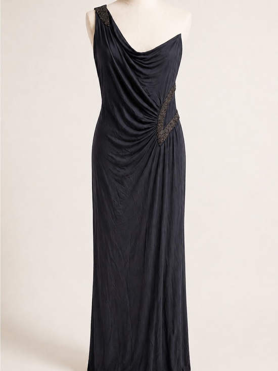 Roberto Cavalli Dresses & Skirts - Roberto Cavalli Black One-Shoulder Draped Evening Gown